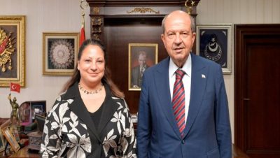 Cumhurbaşkanı Ersin Tatar, KKTC Berlin Temsilciliği görevine atanan Emine Andız Ertürk’ü kabul ederek görüştü